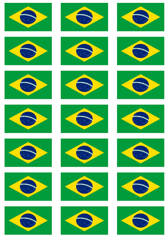 Brazil Flag Stickers - 21 per sheet