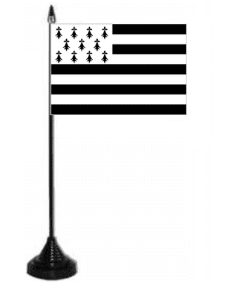 Brittany Desk / Table Flag with plastic stand and base.