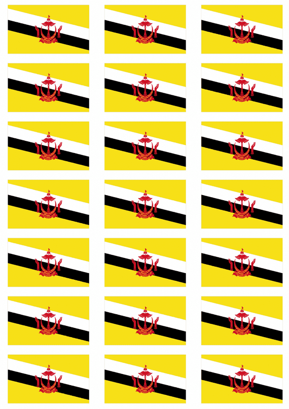 Brunei Flag Stickers - 21 per sheet