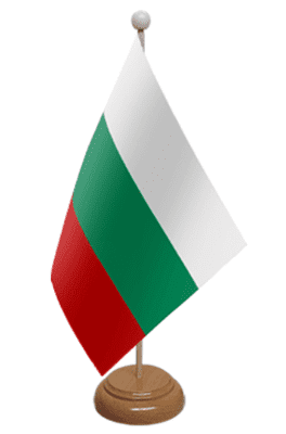 Bulgaria Desk / Table Flag with wooden stand and base