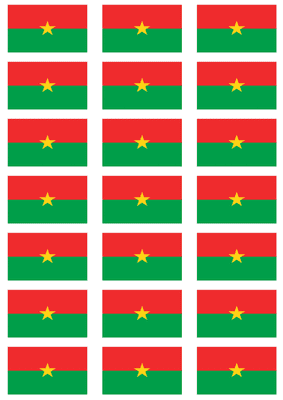 Burkina Faso Flag Stickers - 21 per sheet