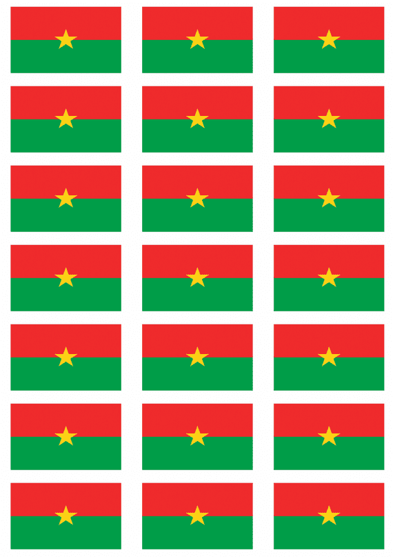 Burkina Faso Flag Stickers - 21 per sheet