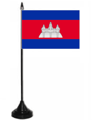 Cambodia Desk / Table Flag with plastic stand and base.