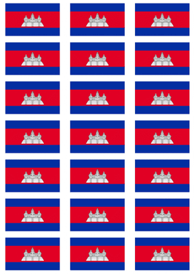 Cambodia Flag Stickers - 21 per sheet