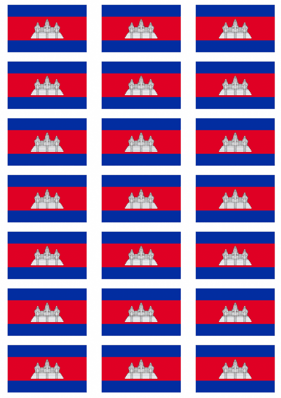 Cambodia Flag Stickers - 21 per sheet