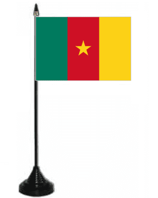 Cameroon Desk / Table Flag with plastic stand and base.