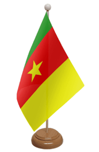 Cameroon Desk / Table Flag with wooden stand and base