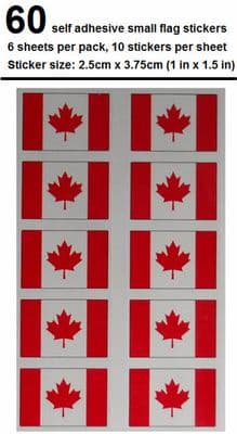 Canada Country Flag Stickers (pack of 60).