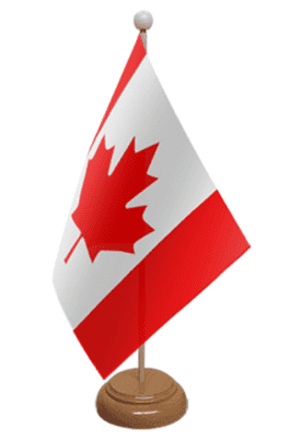 Canada Desk / Table Flag with wooden stand and base