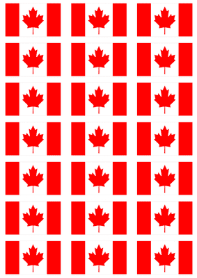 Canada Flag Stickers - 21 per sheet