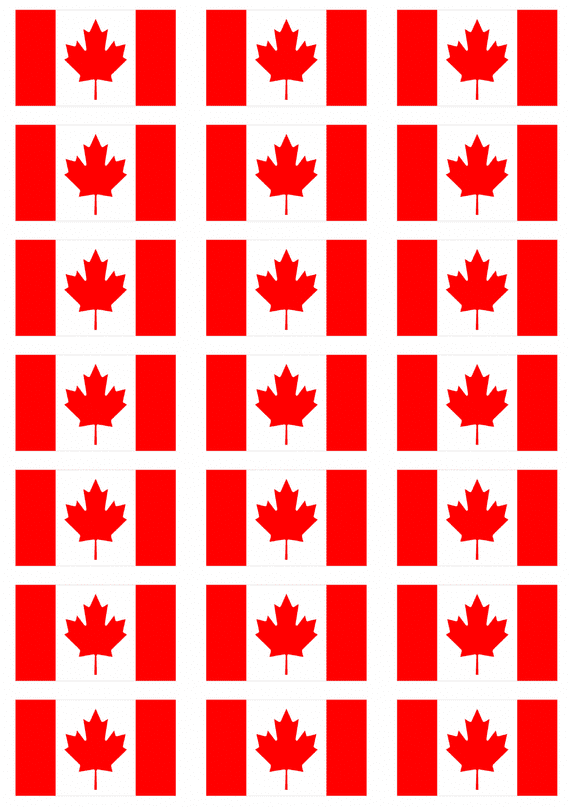 Canada Flag Stickers - 21 per sheet