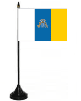 Canary Islands Desk / Table Flag with plastic stand and base.
