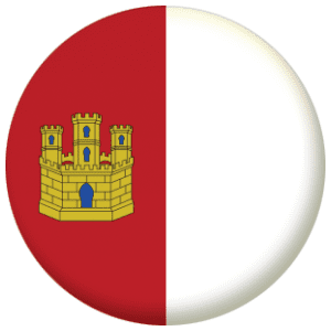 Castile La Mancha Flag 58mm Button Badge.