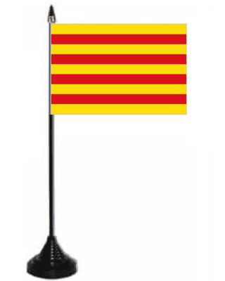 Catalonia Desk / Table Flag with plastic stand and base.