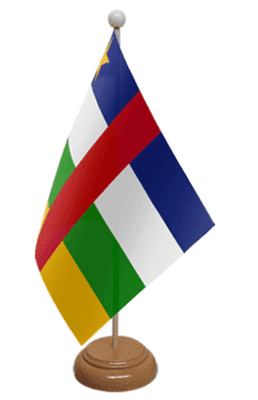 Central African Republic Desk / Table Flag with wooden stand and base