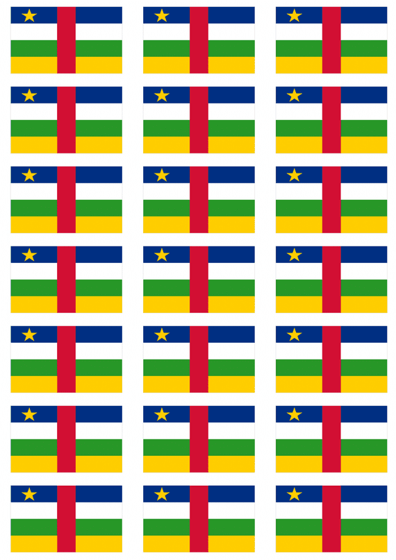 Central African Republic Flag Stickers - 21 per sheet