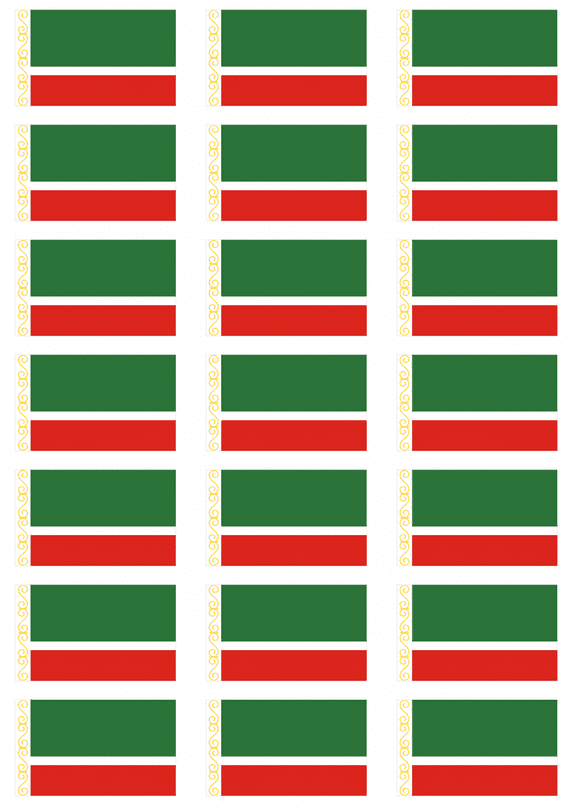 Chechen Republic Flag Stickers - 21 per sheet