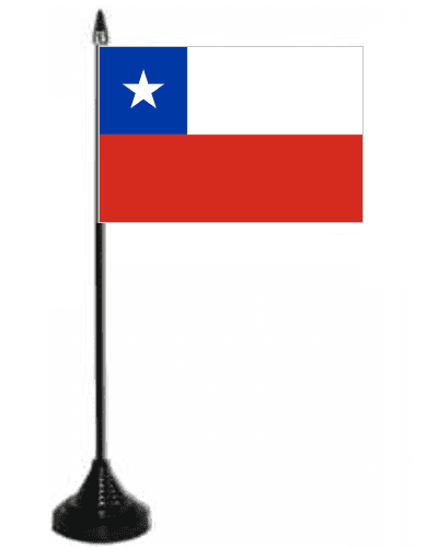 Chile Desk / Table Flag with plastic stand and base.