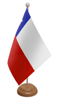Chile Desk / Table Flag with wooden stand and base