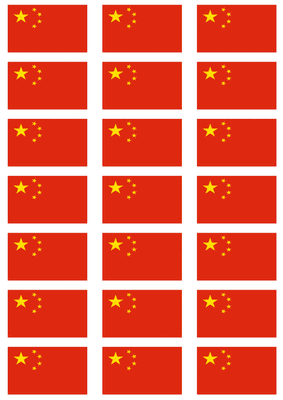 China Flag Stickers - 21 per sheet