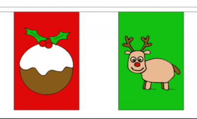 Christmas Multi Bunting, rectangular, 8 metre