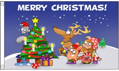 Christmas Scene Large Christmas Flag - 5' x 3'.