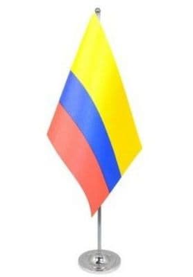 Colombia Desk / Table Flag with chrome stand and base.