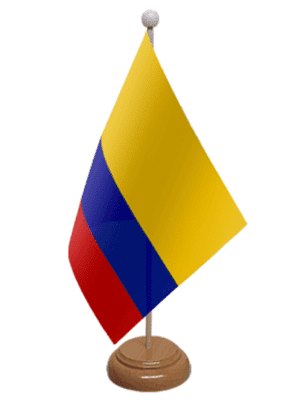 Colombia Desk / Table Flag with wooden stand and base