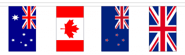 Commonwealth Nation Bunting, rectangular, 54 countries, 16 metre.