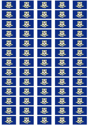 Connecticut Flag Stickers - 65 per sheet