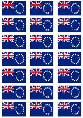Cook Islands Flag Stickers - 21 per sheet