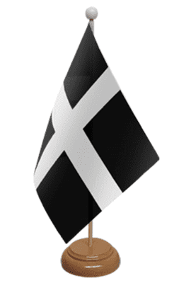 Cornwall Desk / Table Flag with wooden stand and base