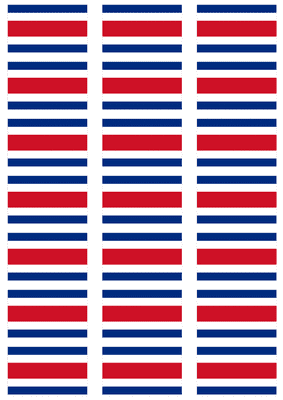 Costa Rica Civil Flag Stickers - 21 per sheet