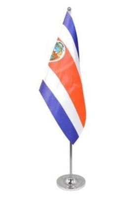 Costa Rica Desk / Table Flag with chrome stand and base.