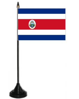 Costa Rica Desk / Table Flag with plastic stand and base.