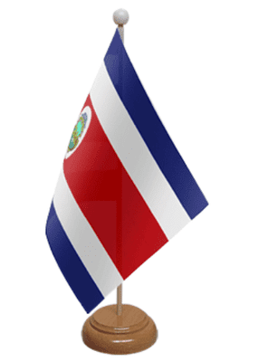 Costa Rica Desk / Table Flag with wooden stand and base