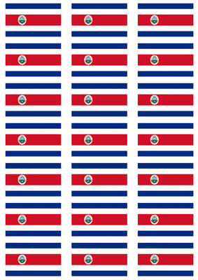 Costa Rica Flag Stickers - 21 per sheet