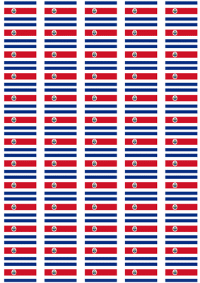 Costa Rica Flag Stickers - 65 per sheet