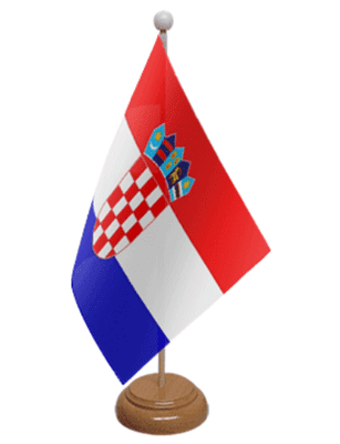 Croatia Desk / Table Flag with wooden stand and base