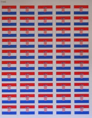 Croatia Flag Stickers - 50 per sheet