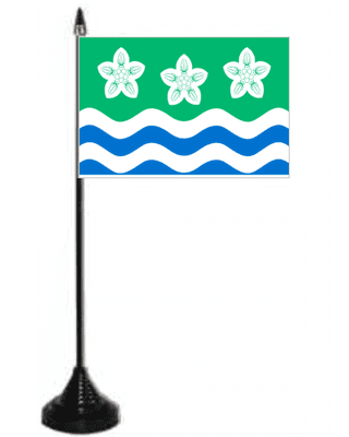 Cumberland Desk / Table Flag with plastic stand and base.