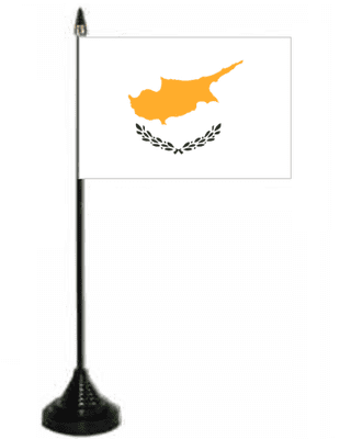 Cyprus Desk / Table Flag with plastic stand and base.