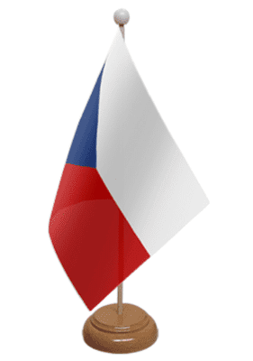 Czech Republic Desk / Table Flag with wooden stand and base