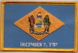 Delaware Embroidered Flag Patch, style 08.