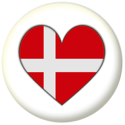 Denmark Country Flag Heart 25mm Pin Button Badge
