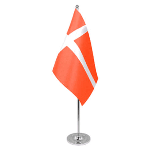 Denmark Desk / Table Flag with chrome stand and base