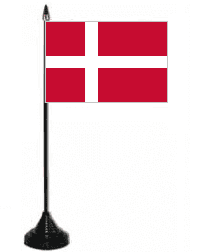 Denmark Desk / Table Flag with plastic stand and base.