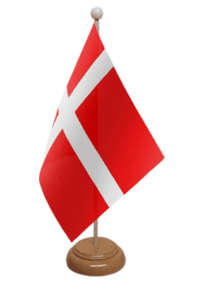 Denmark Desk / Table Flag with wooden stand and base