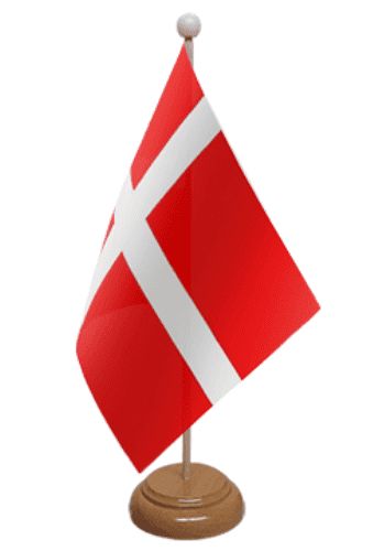 Denmark Desk / Table Flag with wooden stand and base