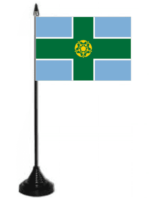 Derbyshire Desk / Table Flag with plastic stand and base.